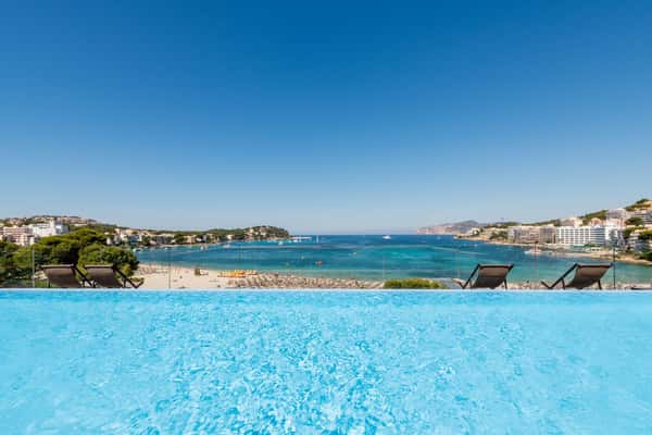 Infinity pool at H10 Casa del Mar overlooking Santa Ponsa Bay
