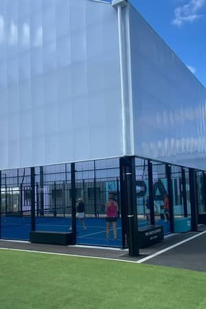 Covered padel courts at Parkside Padel Club in West London