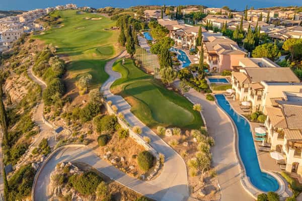 Aphrodite Hills Hotel AH Golf Hole 8 with Hotel Rooms Swim Ups