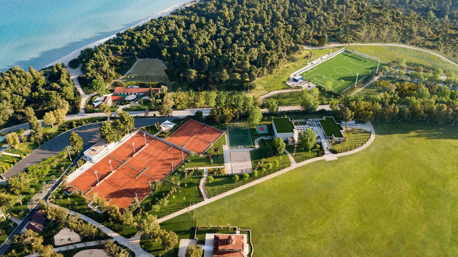 Sani Beach Activities courts   Aerial View 2880x2158