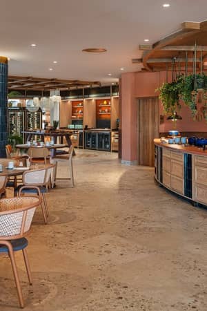Restaurant buffet and dining area at the hotel