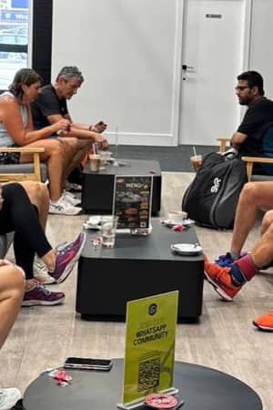 Players socialising in the café at Advantage Padel Nottingham