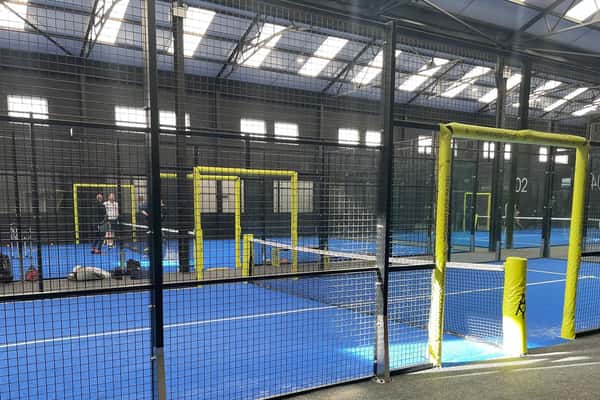 Indoor blue padel courts at Advantage Padel Nottingham
