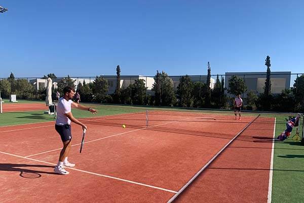 Pushing the ball back to each other!