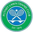 Putney Lawn Tennis Club logo with two tennis rackets, a ball, and 'Est. 1879' in a green circle.