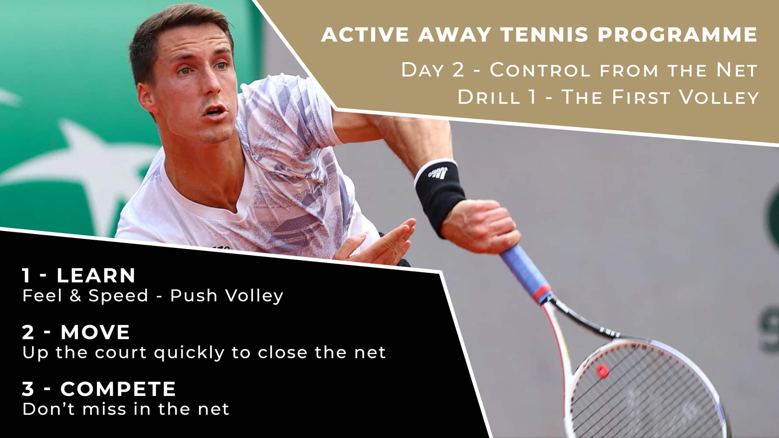 Day 2 - Control The Net Drill 1 - The First Volley | Active Away Tennis Programme