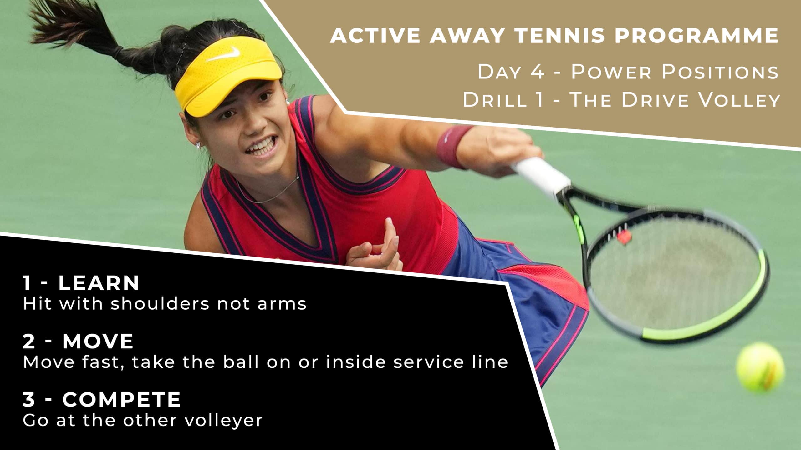 Day 4 - Power Positions Drill 1 - The Drive Volley | Active Away Tennis Programme